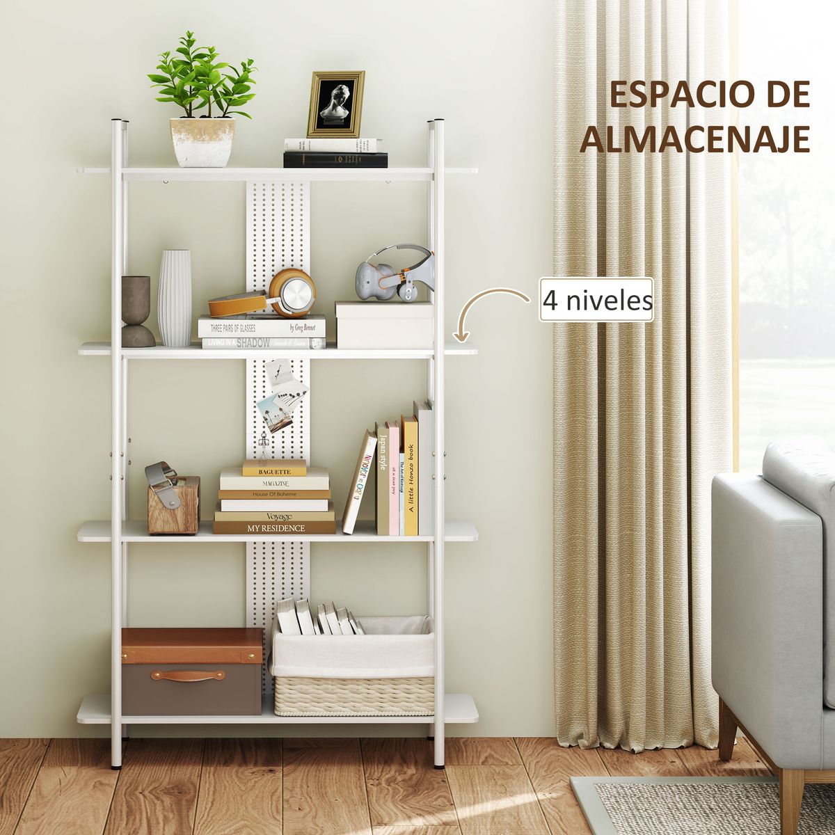 Estanteria-Ornalux-Homcom-4-niveles-blanco-1605x100x35-cm