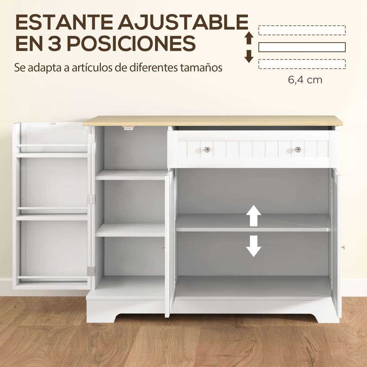 Aparador-Mirlo-Homcom-3-puertas-con-cajon-blanco-natural-83x105x40-cm