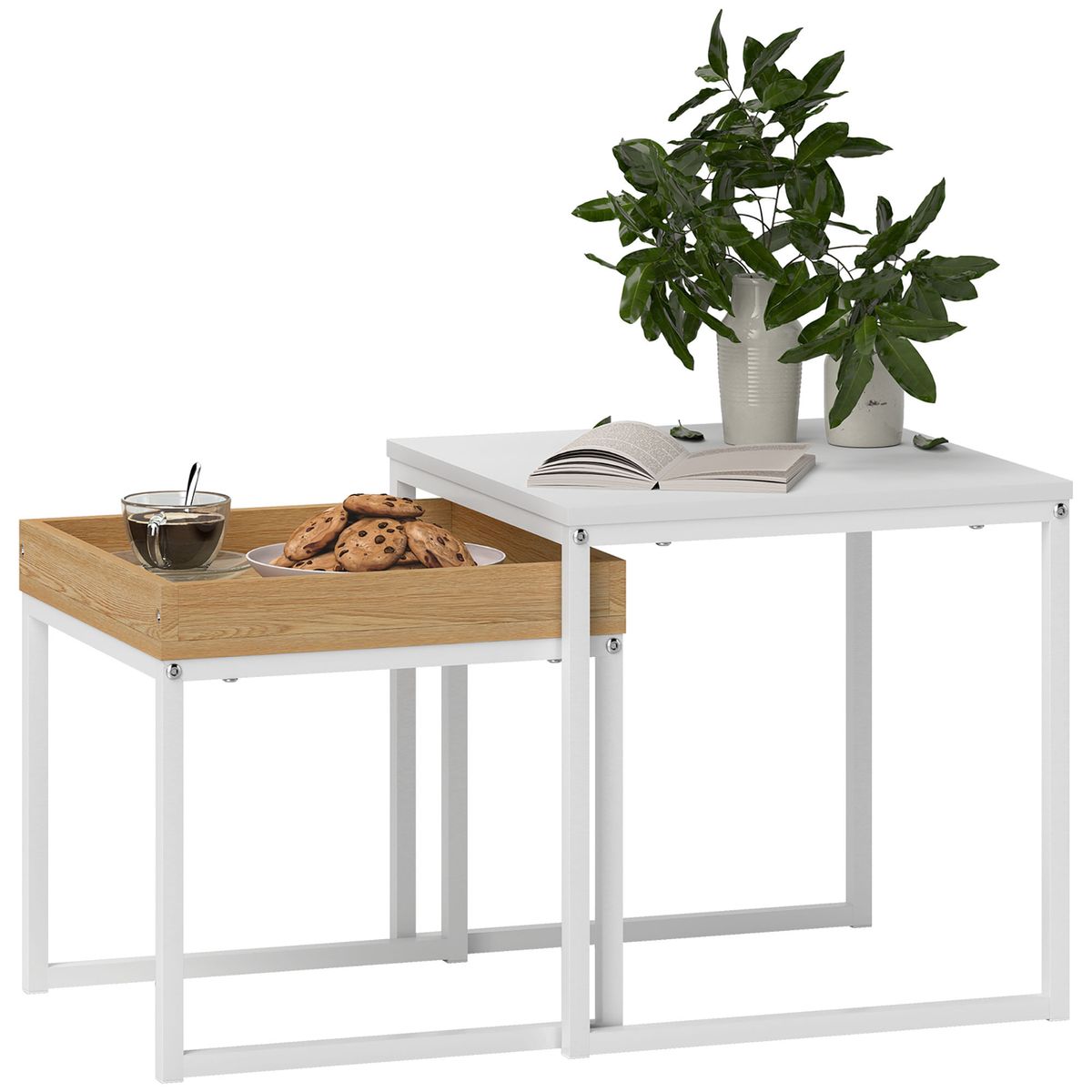 Set-de-2-mesas-nido-Cassy-Homcom-blanco-natural-45x45x45-cm