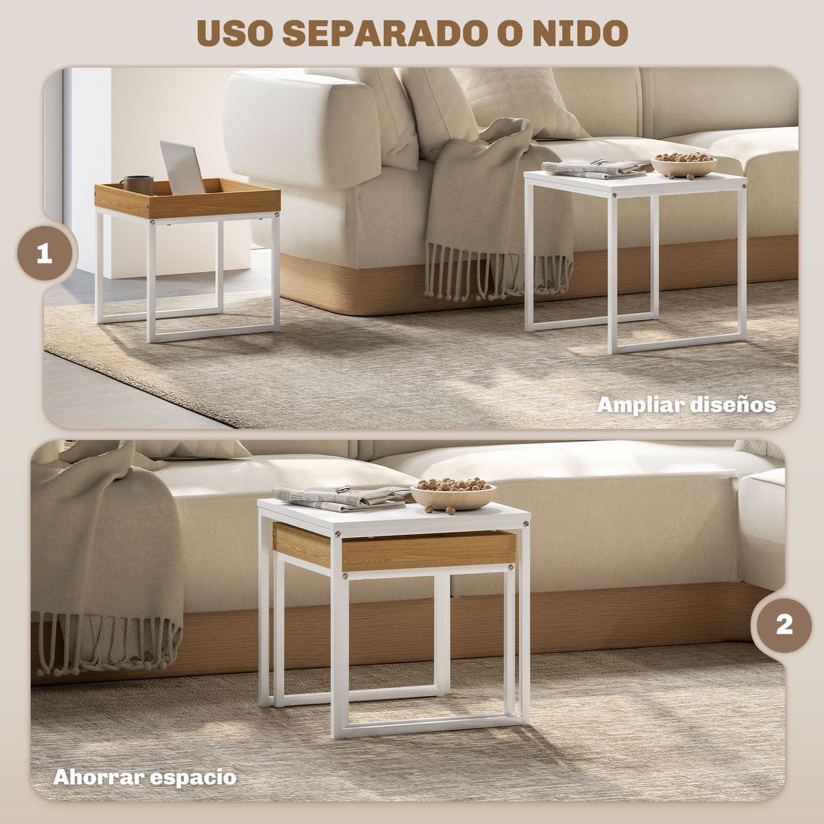 Set-de-2-mesas-nido-Cassy-Homcom-blanco-natural-45x45x45-cm