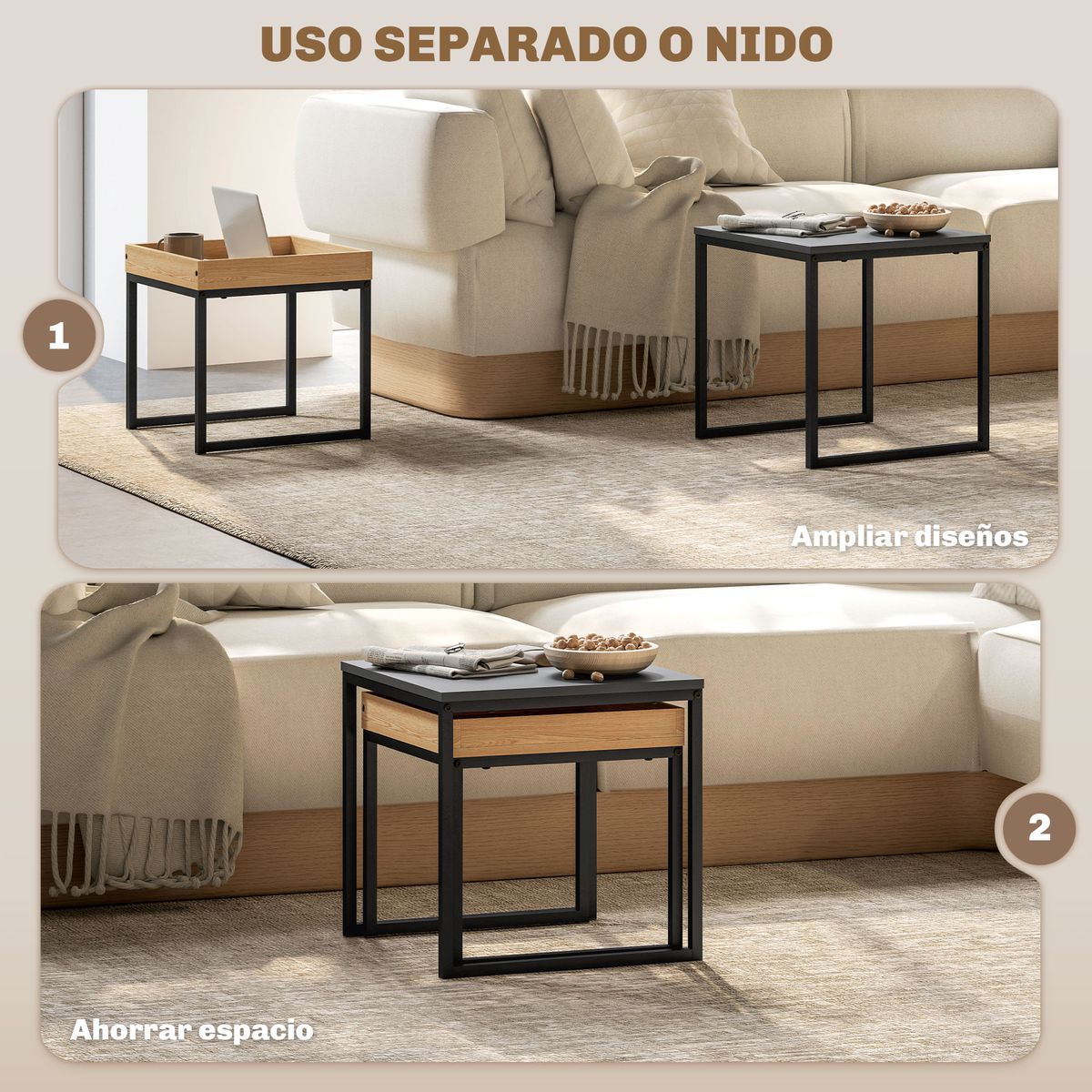 Set-de-2-mesas-nido-Cassy-Homcom-negro-natural-web