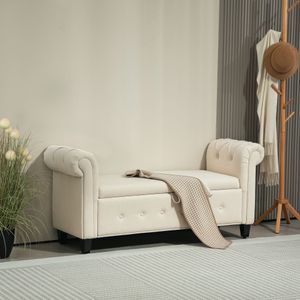 Banco de almacenaje Velmara Homcom con reposabrazos 74,5x146,5x49 cm