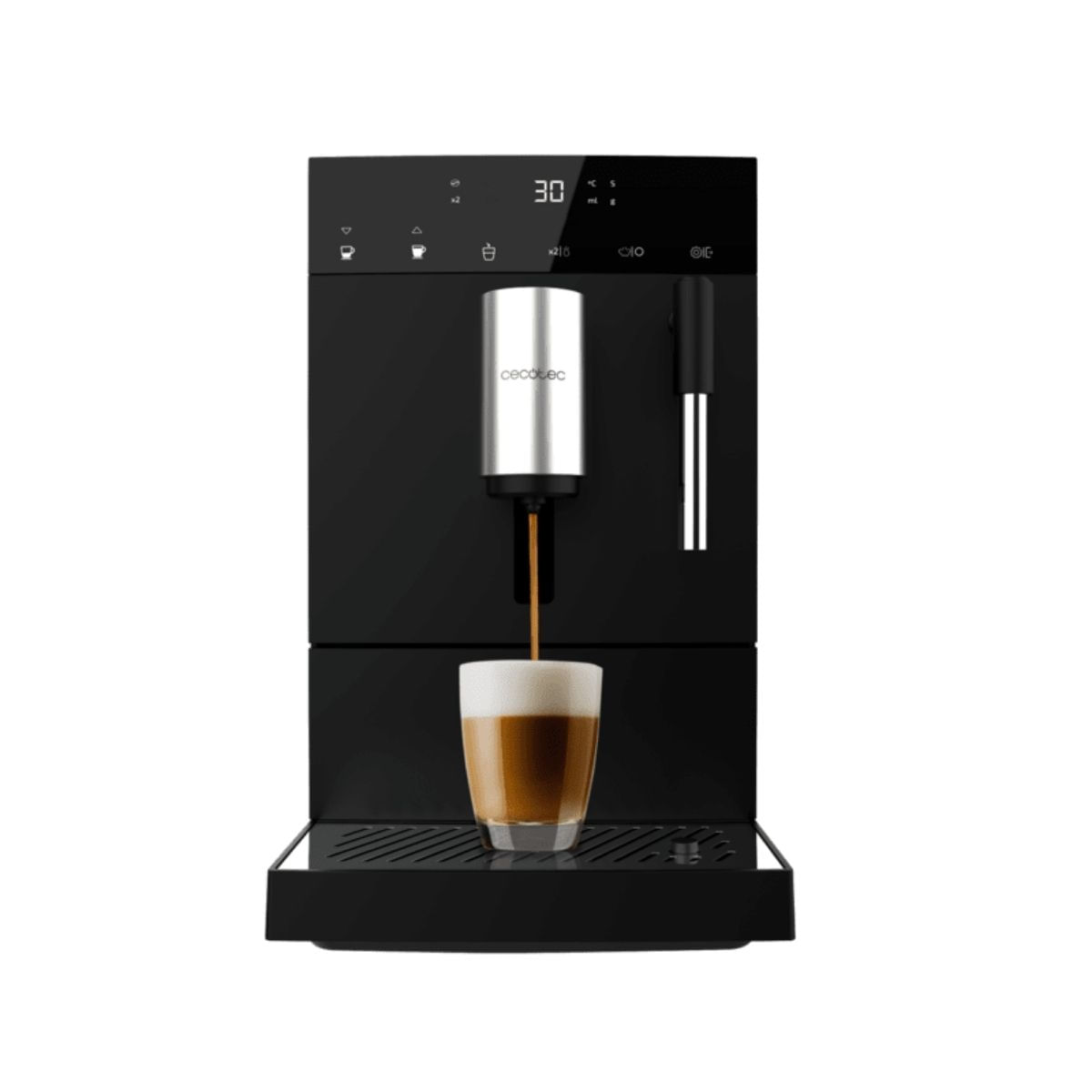 Cafetera-super-automatica-Cecotec-Cremmaet-Commpact-Steam-vaporizador-orientable-11L-negro-fondo-blanco
