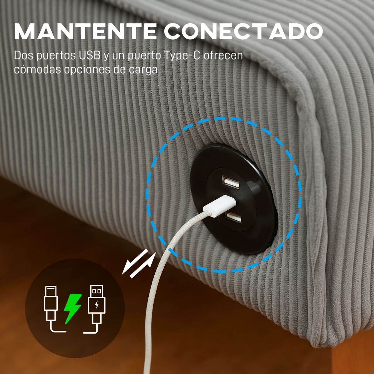Sofa-Ambar-Homcom-puerto-usb