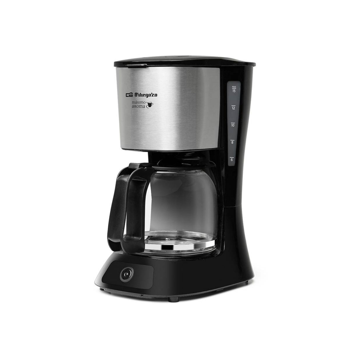 Cafetera-de-goteo-Orbegozo-CG4515-900W-15-filtro-extraible-15-tazas-negro-fondo-blanco