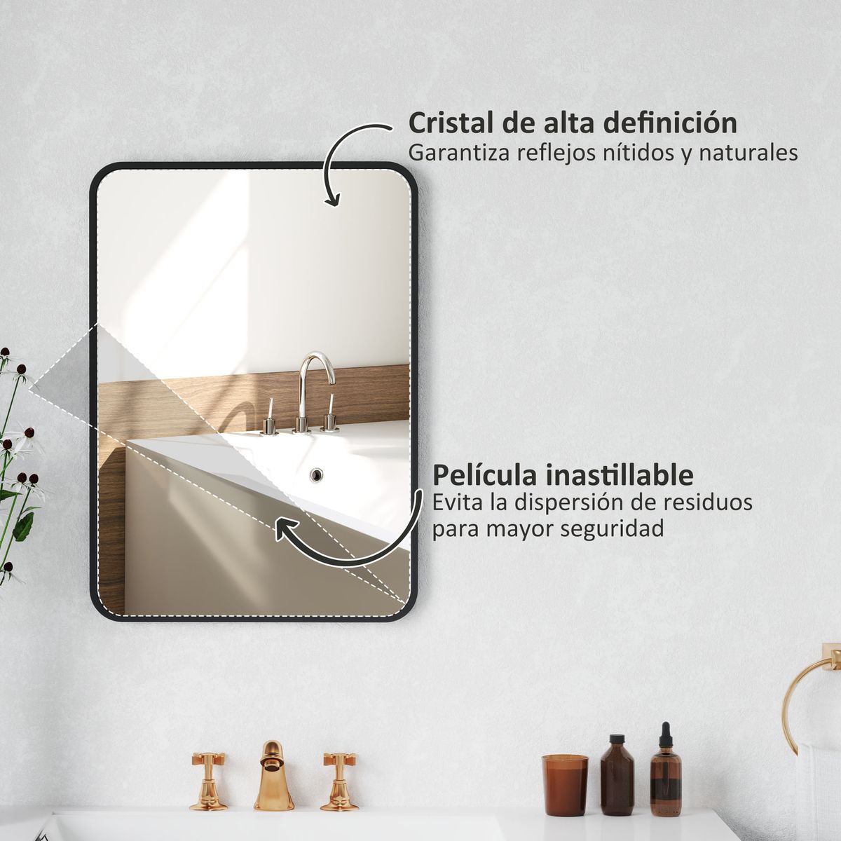 Espejo-de-baño-Aurius-Homcom-enmarcado-negro-70x50