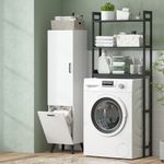 Armario-alto-de-baño-Elite-Homcom-2-puertas-blanco-144x35x315-cm