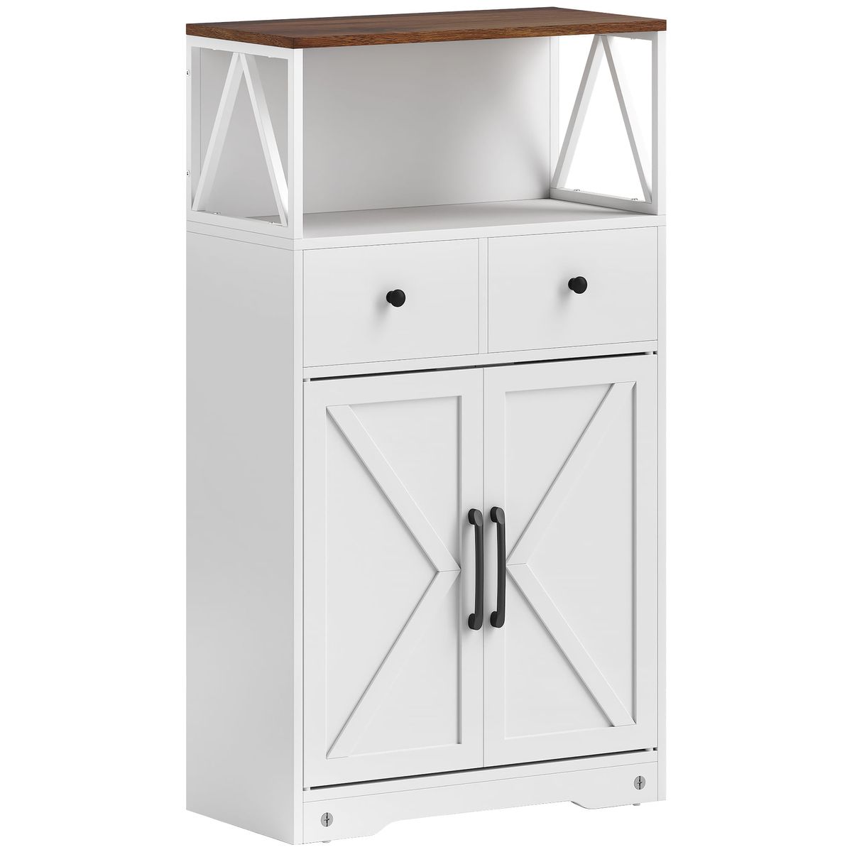 Aparador-Barnet-Homcom-2-cajones---4-estantes-blanco-108x60x31cm