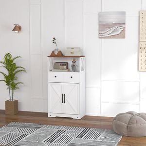 Aparador Barnet Homcom 2 cajones + 4 estantes blanco 108x60x31cm