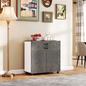 Aparador Liora Homcom 2 puertas gris 80x80x37 cm