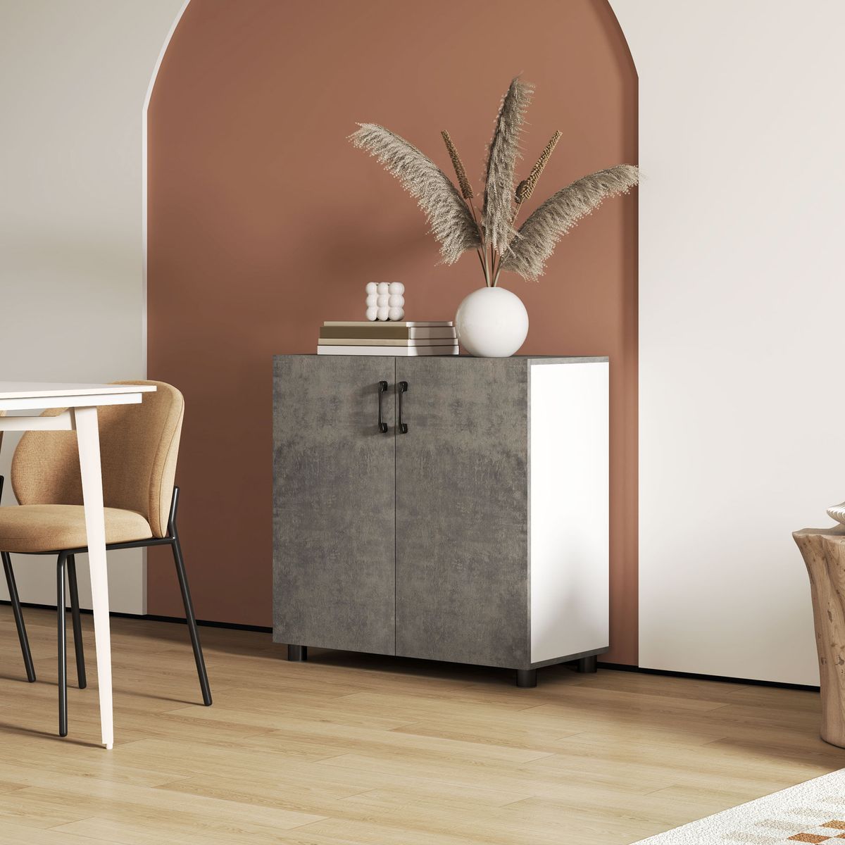 Aparador-Liora-Homcom-2-puertas-gris-80x80x37-cm