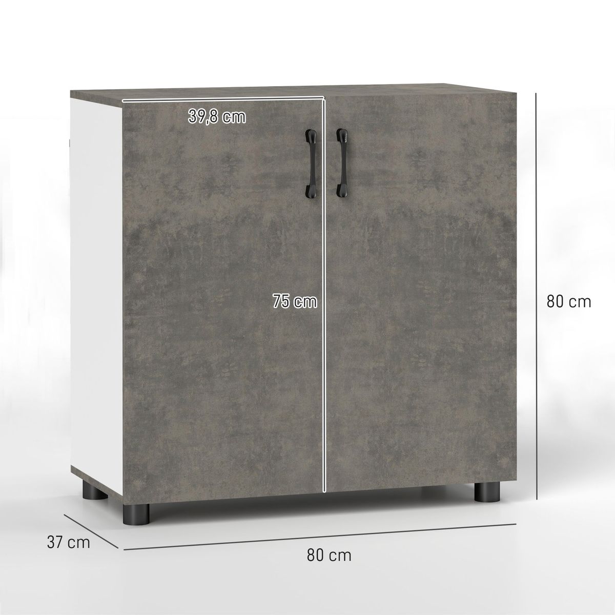 Aparador-Liora-Homcom-2-puertas-gris-80x80x37-cm