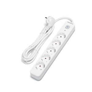 Regleta Aigostar 3680W 5 tomas con interruptor 3 metros blanco