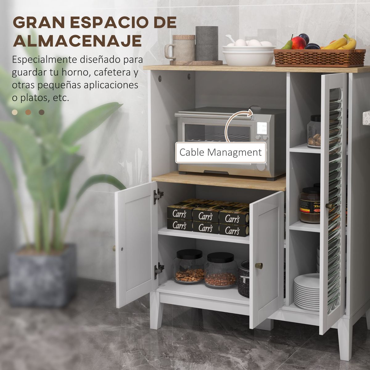 Mueble-auxiliar-Elianor-Homcom-3-puertas---compartimento-abierto-blanco-97x80x35cm