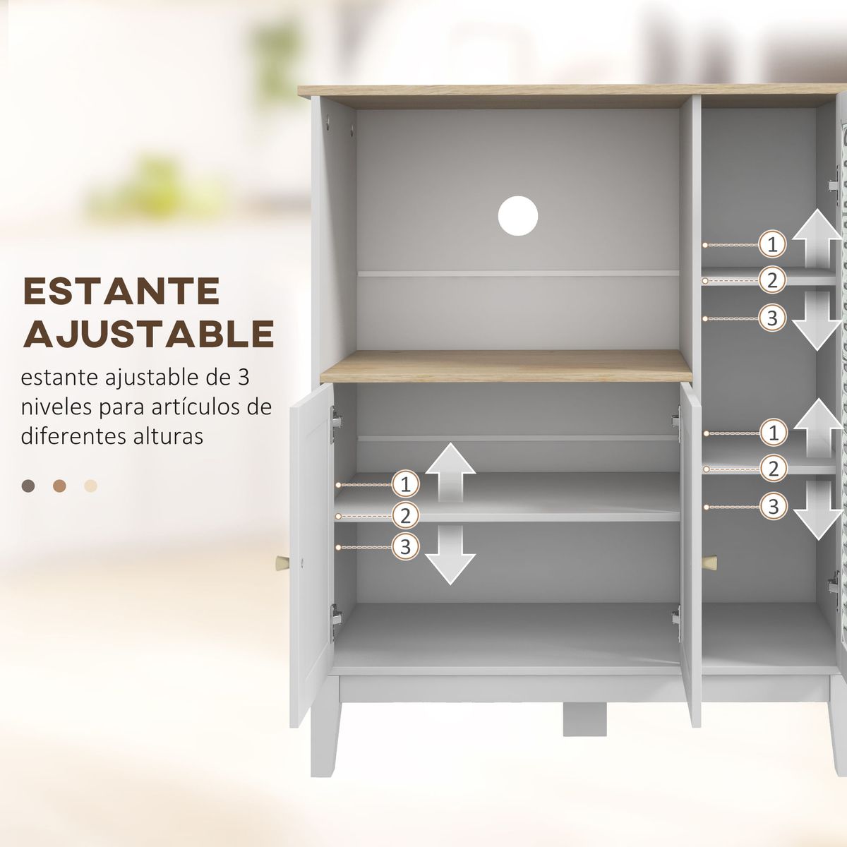 Mueble-auxiliar-Elianor-Homcom-3-puertas---compartimento-abierto-blanco-97x80x35cm