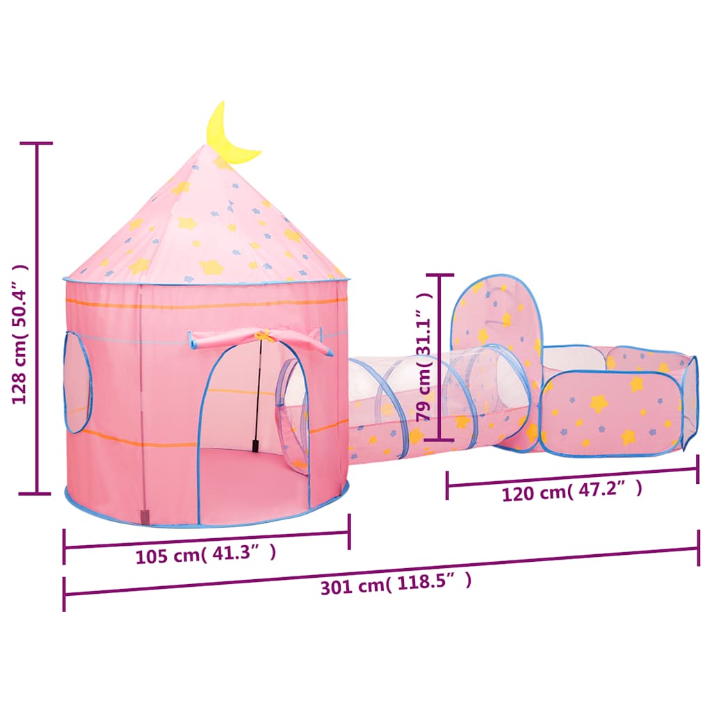 Parque-de-juegos-infantil-PinkDream-2-tiendas---tunel-multicolor-128x120x301-cm
