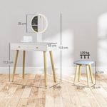 Tocador-Chloe-Homcom-espejo-LED---2-cajones---taburete-blanco-133x80x43-cm