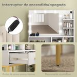 Tocador-Aura-Homcom-2-cajones---espejo-LED---taburete-blanco-dorado-