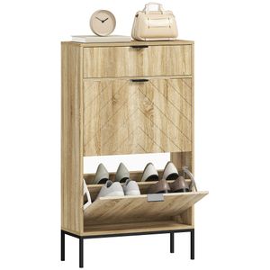 Zapatero Selena 1 cajón + 2 puertas abatibles roble 105,5x60x24 cm