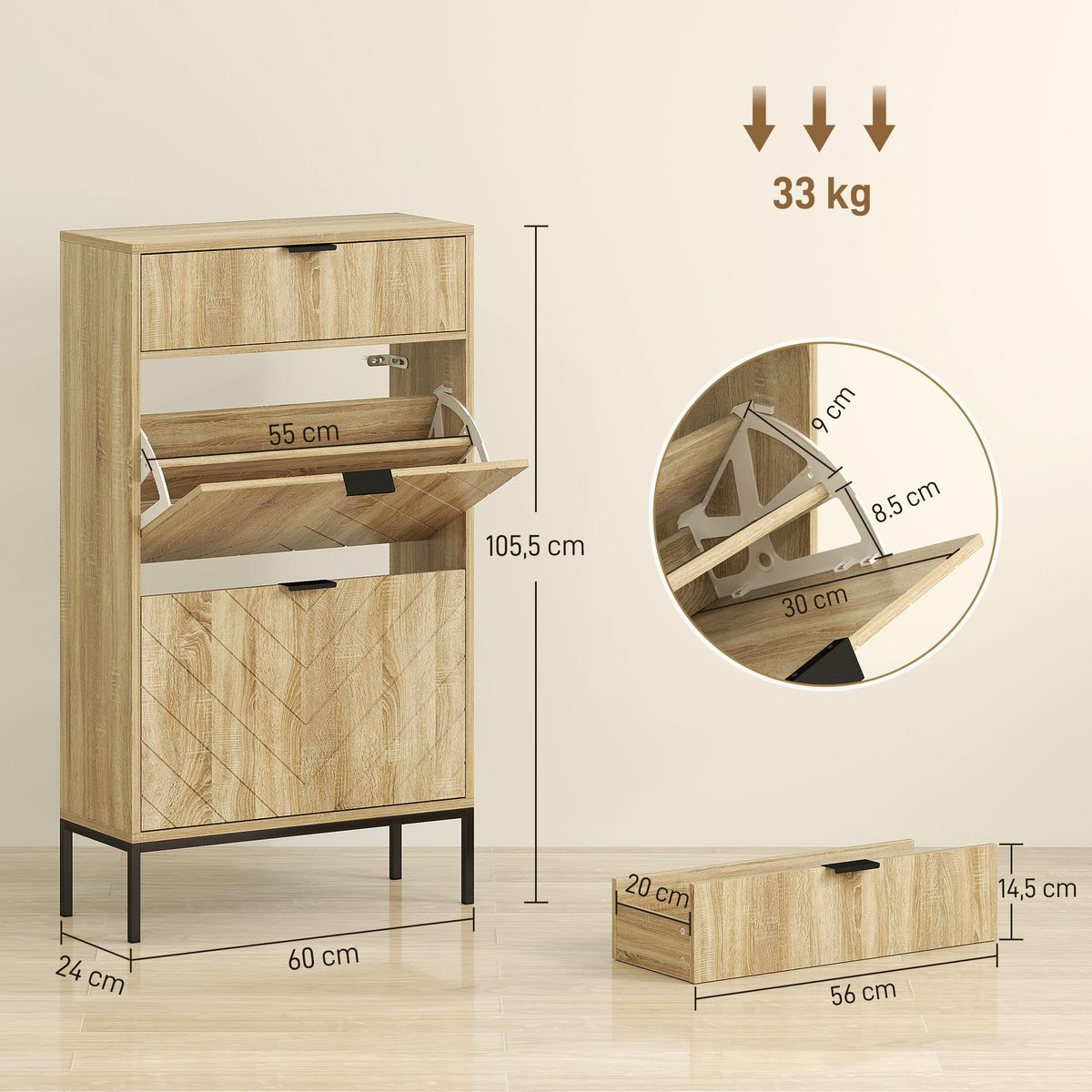 Zapatero-Selena-1-cajon---2-puertas-abatibles-roble-1055x60x24-cm-