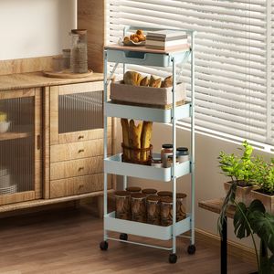 Carrito auxiliar Thila Homcom 3 estantes con cajón 117,5x45x29,5 cm