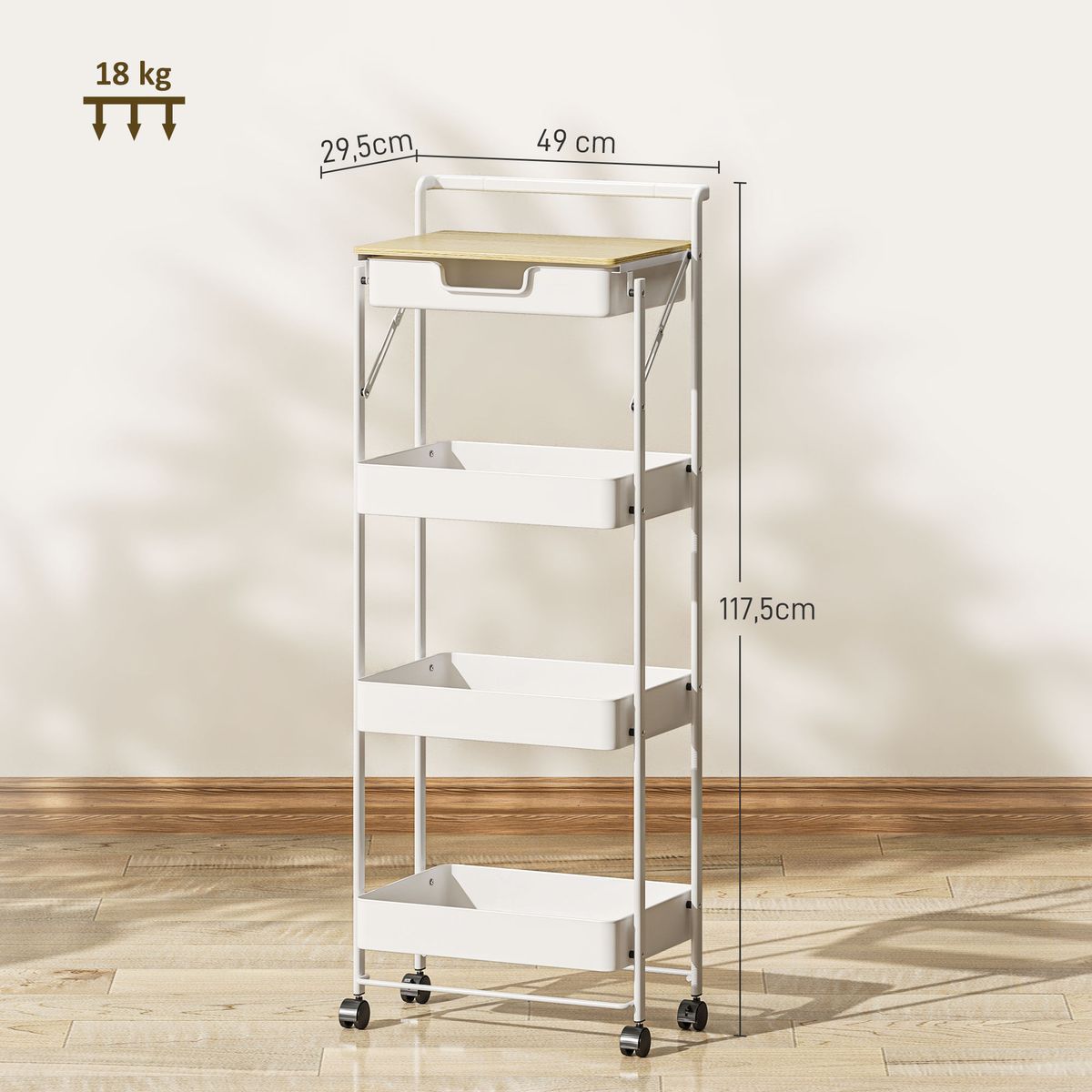 Carrito-auxiliar-Thila-Homcom-medidas