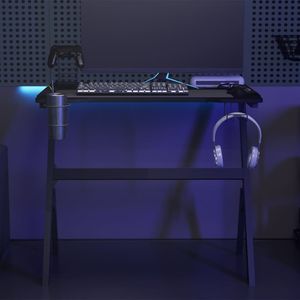 Escritorio gaming Solution luz LED 2 estantes con portavasos negro 75x90x60 cm
