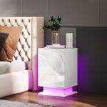 Mesita-de-noche-Aura-Homcom-luz-LED---3-cajones-blanco-60x40x35-cm