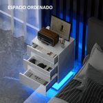 Mesita-de-noche-Aura-Homcom-luz-LED---3-cajones-blanco-60x40x35-cm