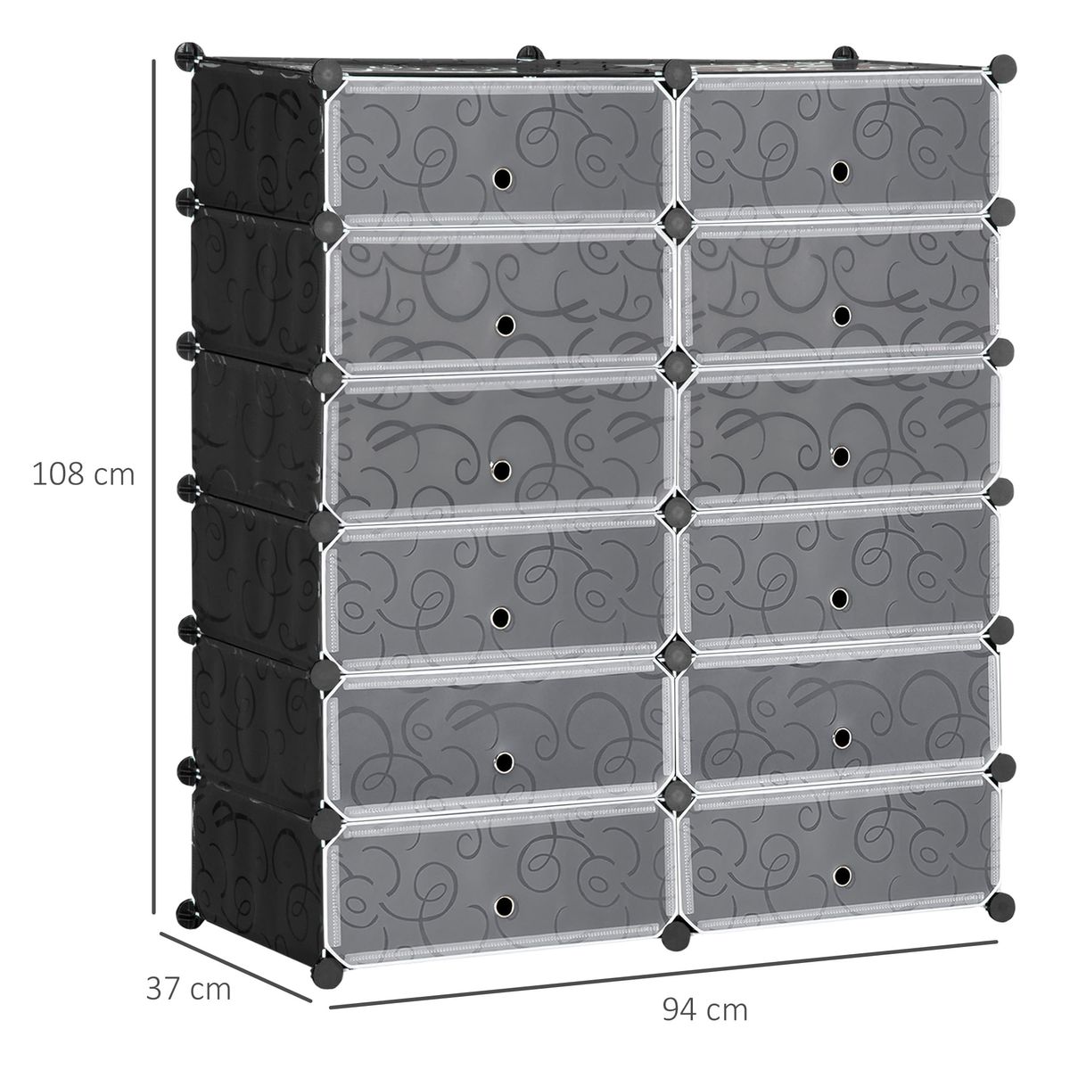 Organizador-modular-Genova-Homcom-12-cubos-personalizable-blanco-negro-108x94x37-cm-