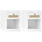 Pack-de-2-mesitas-de-noche-Boho-Homcom-cajon-con-frontal-de-ratan-blanco-53x40x40-cm