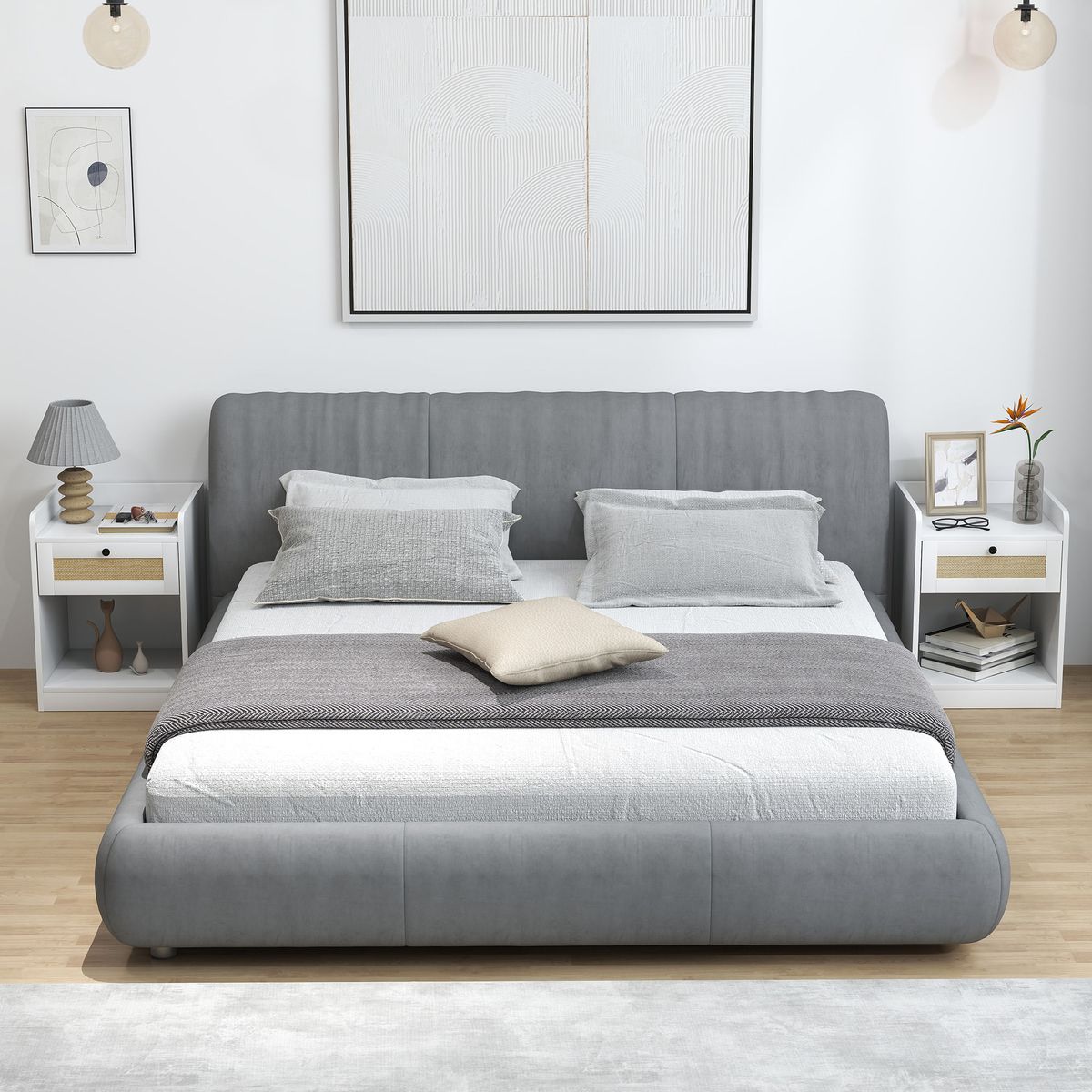 Pack-de-2-mesitas-de-noche-Boho-Homcom-cajon-con-frontal-de-ratan-blanco-53x40x40-cm