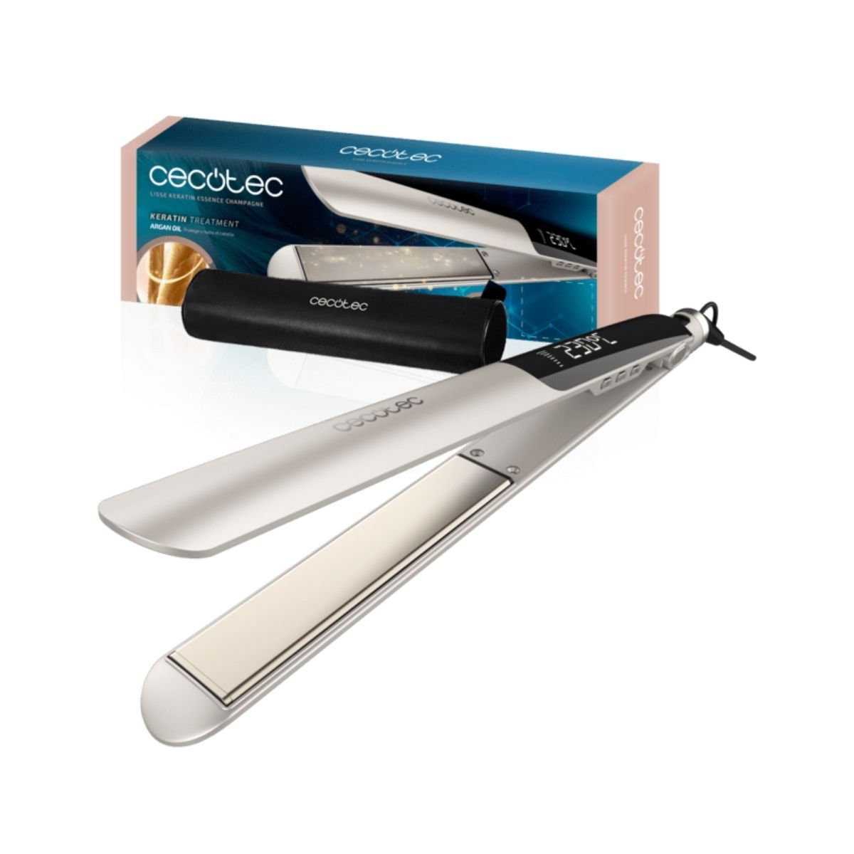 Plancha-de-pelo-Cecotec-Lisse-Keratin-Essence-fondo-blanco