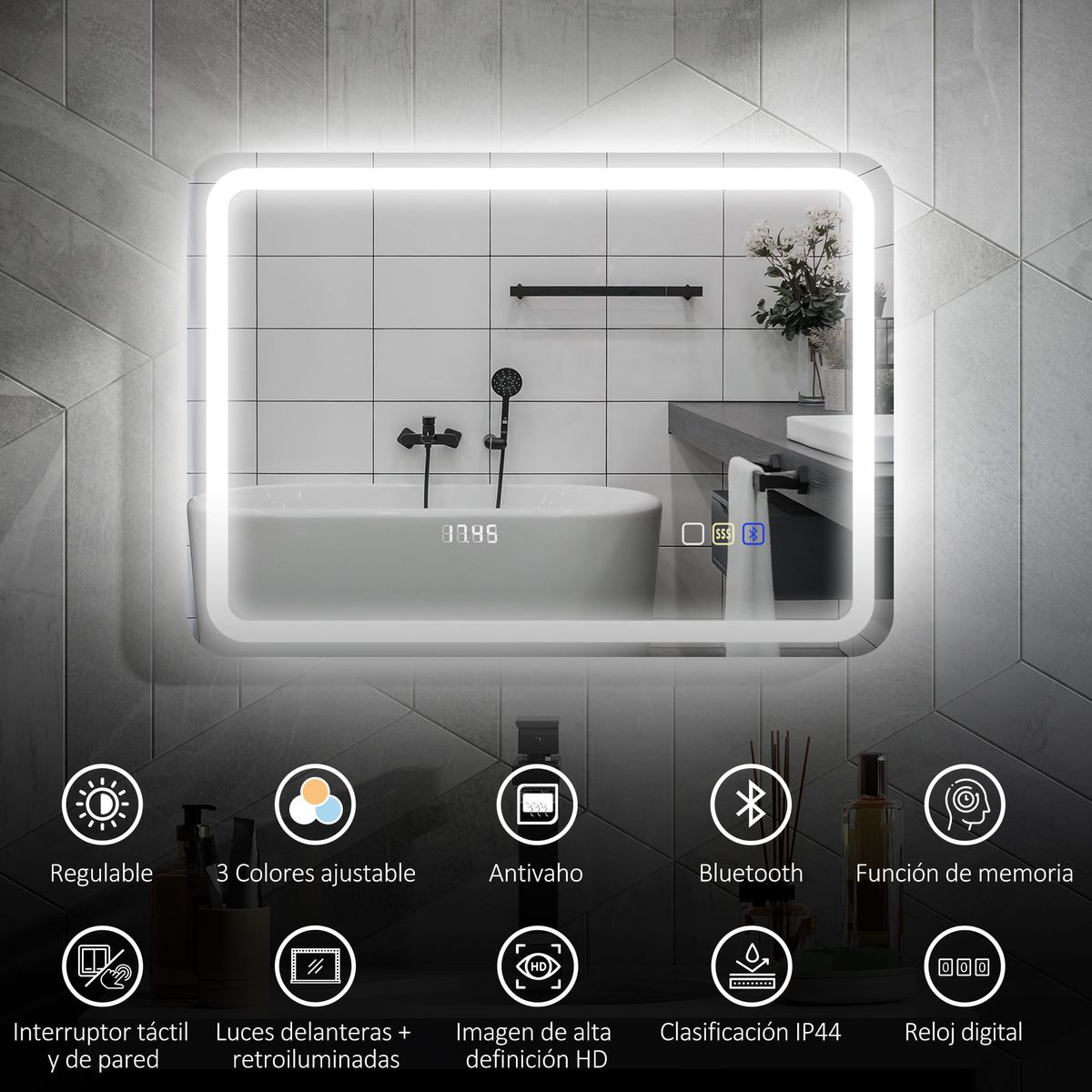 Espejo-de-baño-SmartLux-Homcom-luz-LED-50x70-cm-