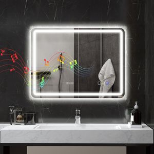 Espejo de baño Georgi Homcom luz LED + altavoz + antivaho 60x80 cm