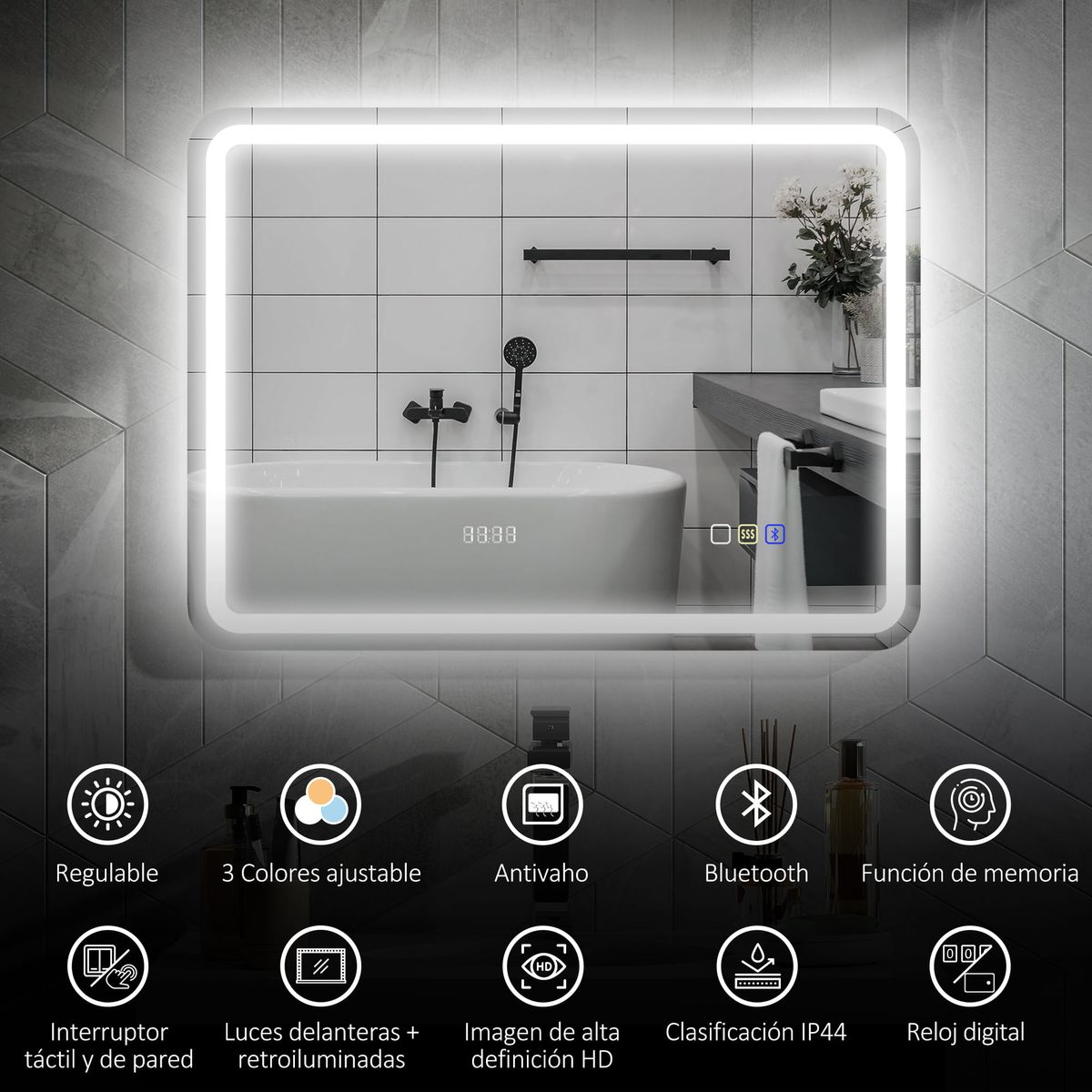 Espejo-de-baño-Georgi-Homcom-luz-LED-60x80-cm