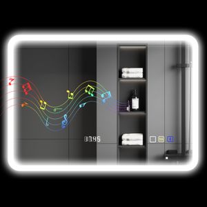 Espejo de baño Glint Homcom luz LED + altavoz + antivaho 50x70 cm