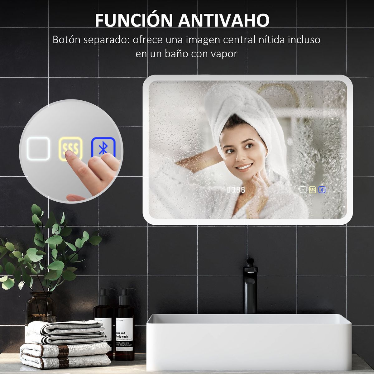 Espejo-de-baño-Glint-Homcom-luz-LED-50x70-cm
