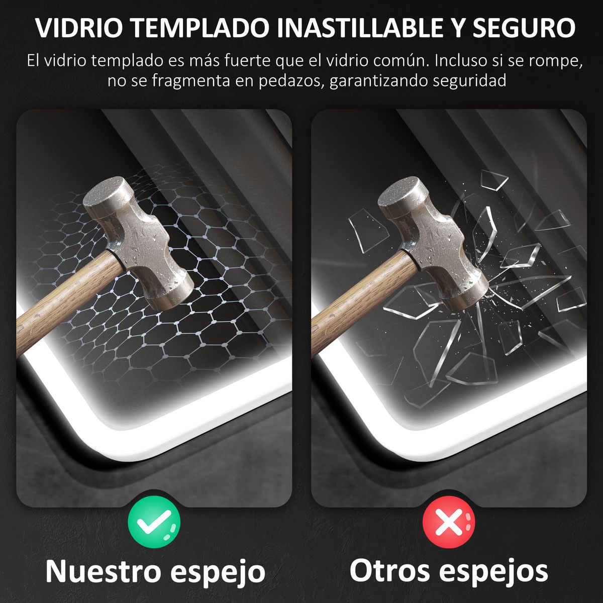 Espejo-de-baño-Glint-Homcom-luz-LED-50x70-cm