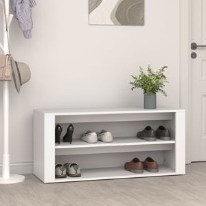 Banco zapatero Macarena 2 estantes blanco 45x100x35 cm