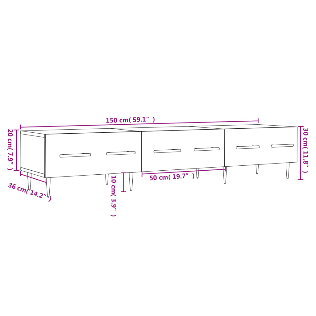 Mueble-TV-Cristina-3-cajones---tiradores-dorados-blanco-30x150x36-cm-