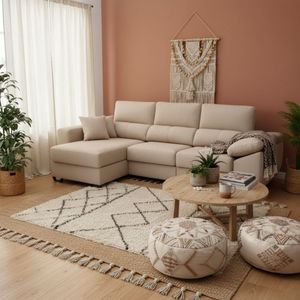 Sofá chaiselongue Ponza 3 plazas asientos deslizantes con cabezales reclinables