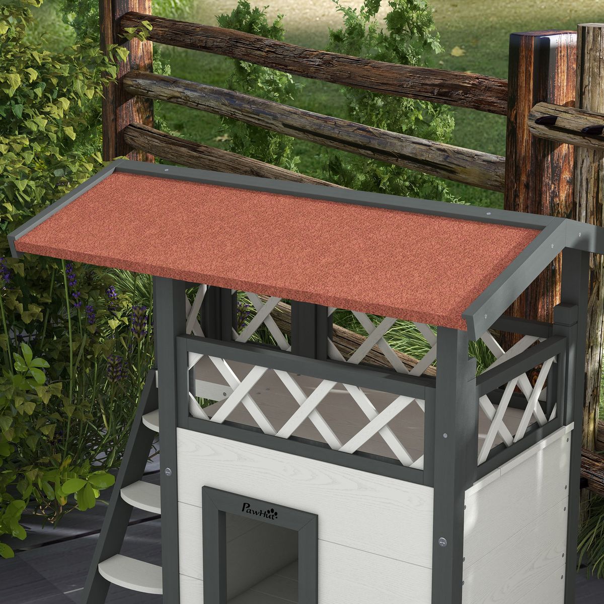 Caseta-para-gatos-Tom-PawHut-balcon---escalera---puerta-blanco-rojo-73x77x50-cm-