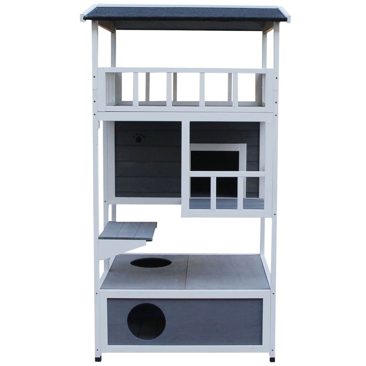 Caseta-para-gatos-Jerry-PawHut-3-niveles-blanco-gris-140x78x76-cm-