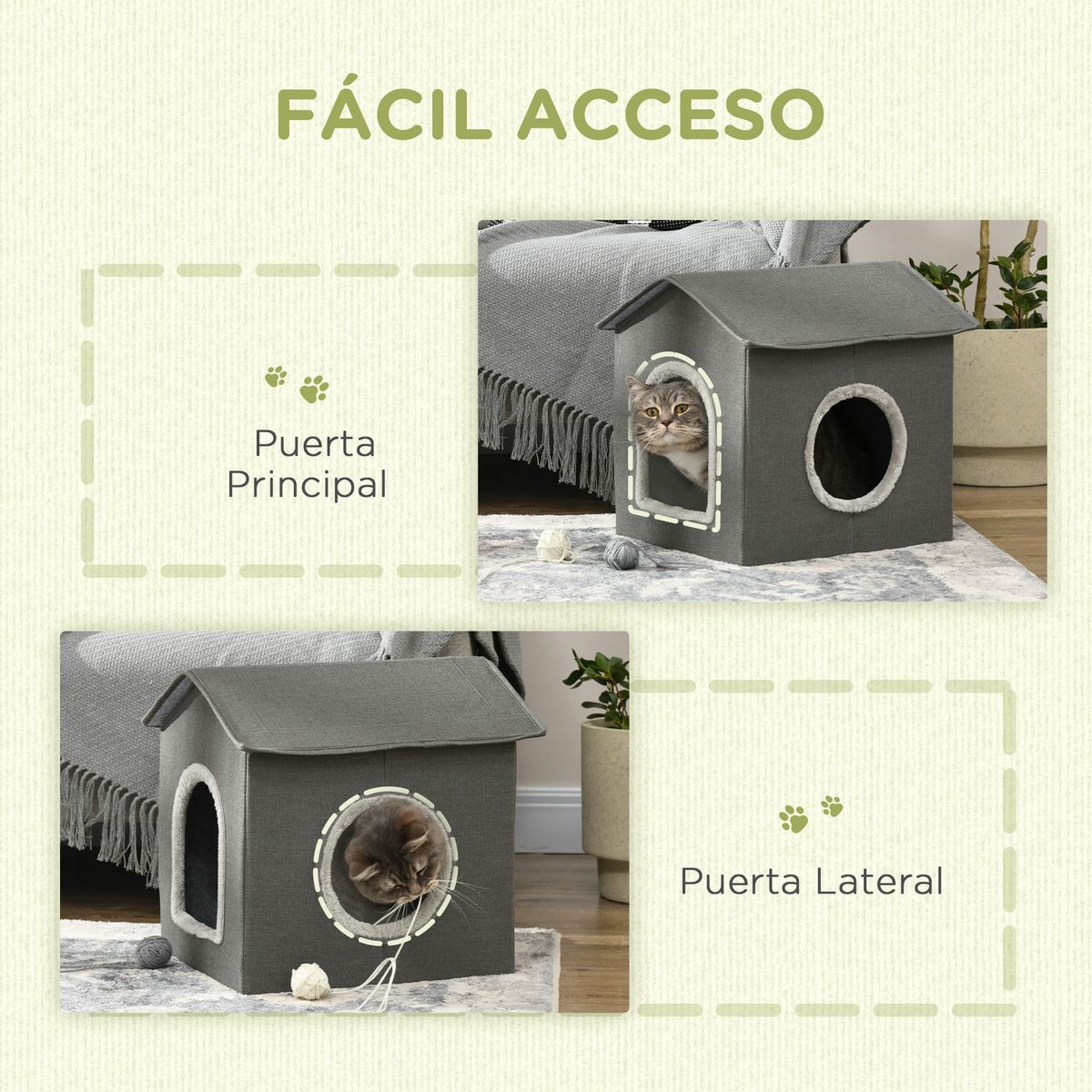 Caseta-para-gatos-Soft-PawHut-puerta---ventana---cojin-gris-405x39x435-cm-