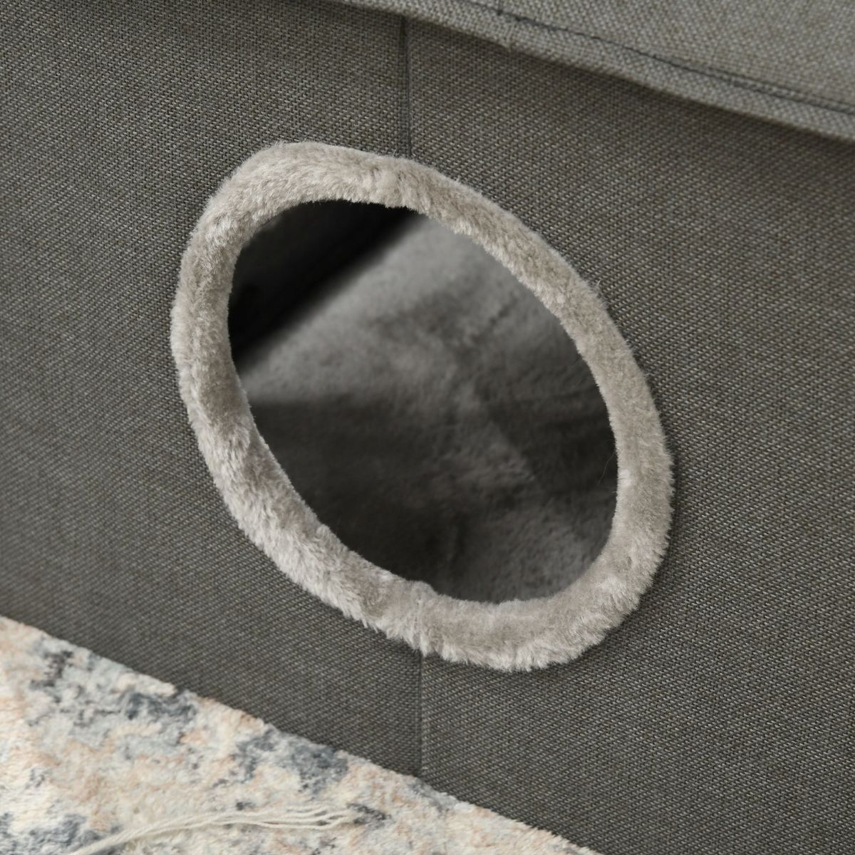 Caseta-para-gatos-Soft-PawHut-puerta---ventana---cojin-gris-405x39x435-cm-