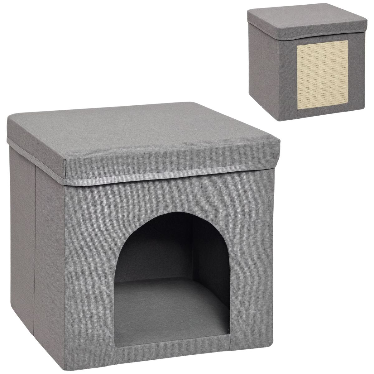 Cama-para-gatos-Loui-PawHut-rascador---cojin-gris-365x365x365-cm-