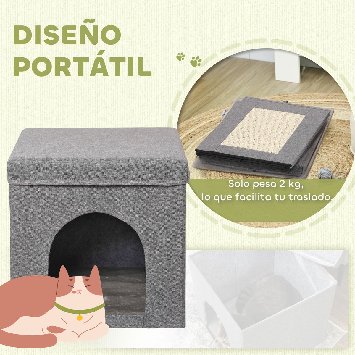 Cama-para-gatos-Loui-PawHut-rascador---cojin-gris-365x365x365-cm-