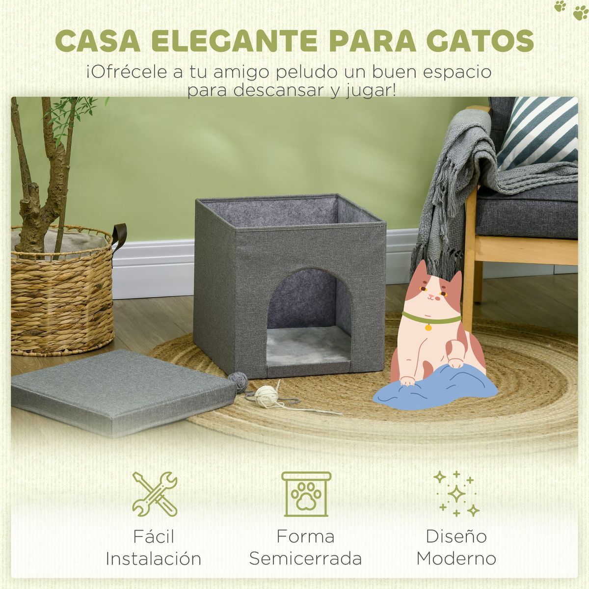 Cama-para-gatos-Loui-PawHut-rascador---cojin-gris-365x365x365-cm-
