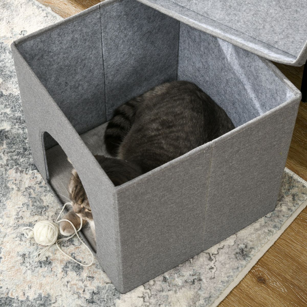Cama-para-gatos-Loui-PawHut-rascador---cojin-gris-365x365x365-cm-
